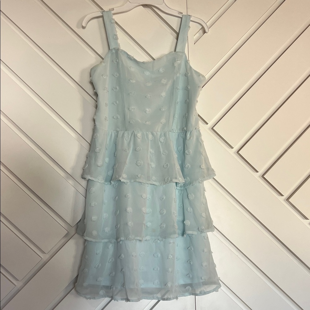 Francesca's Collections Light Blue Tiered Kids Dress
